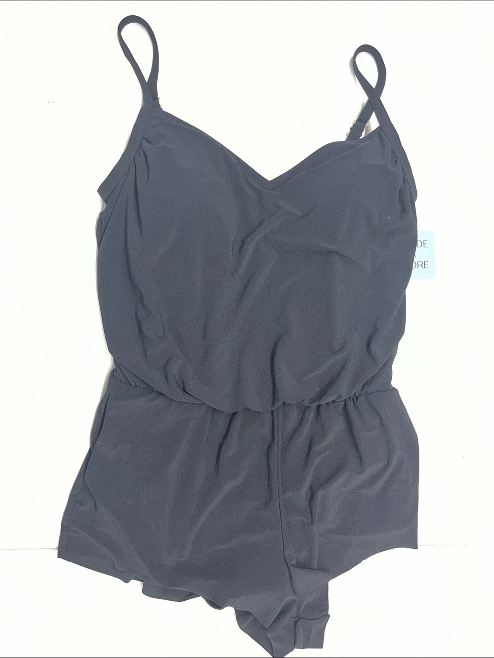 NEW Shade & Shore Women’s Black One-Piece Romper Swimsuit Size Medium